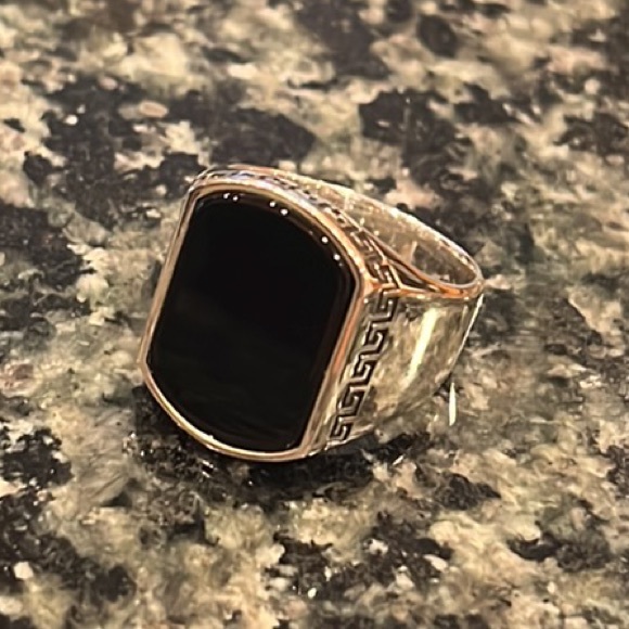 Men Sterling silver Black Onyx Ring Deco Signet Ring sizes 8 9 10 11 12 - Picture 12 of 13